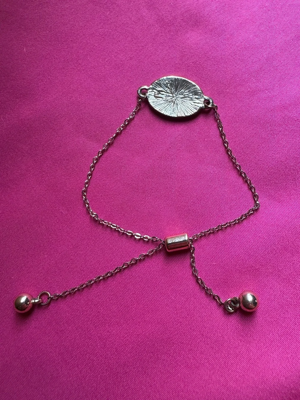 Gold Pavé Oval Slider Bracelet - Women's Silver Tone